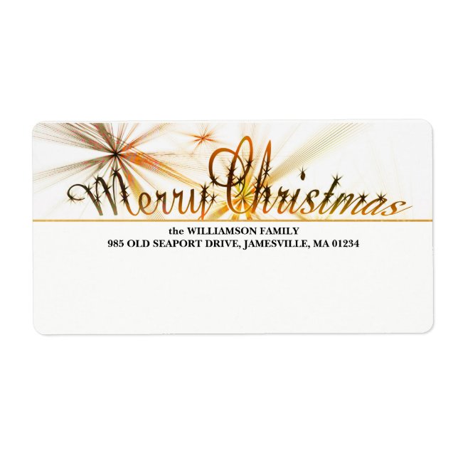 Etiqueta de envío de Navidades personalizados Gold (Frente)