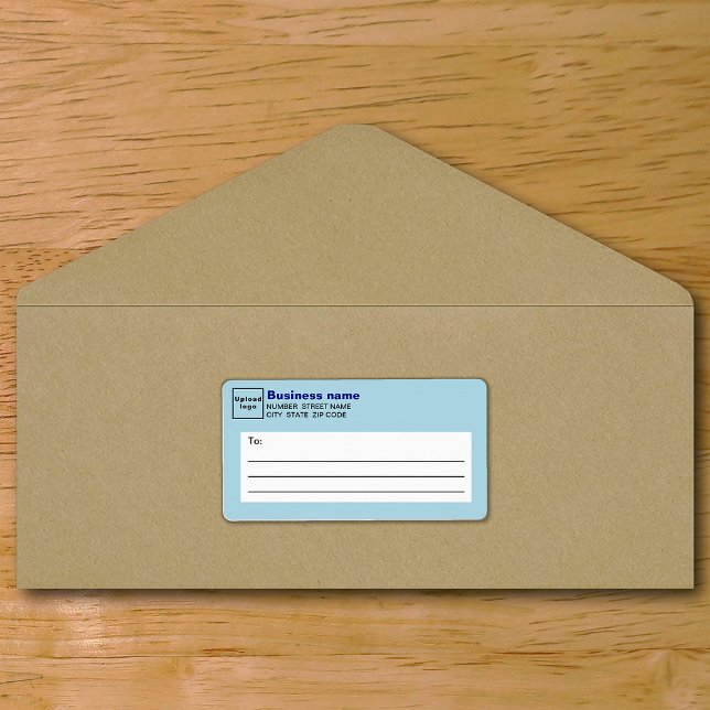 Etiqueta de envío de negocios azul claro (Light blue business shipping label on envelope)