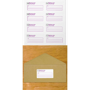 Etiqueta de envío de negocios con texto morado