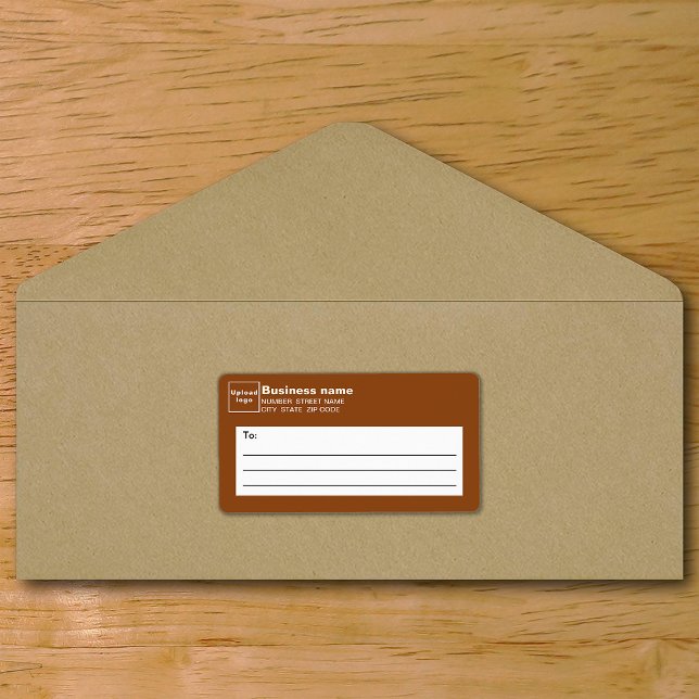 Etiqueta de Envío de Negocios Marrón (Brown business shipping label on envelope)