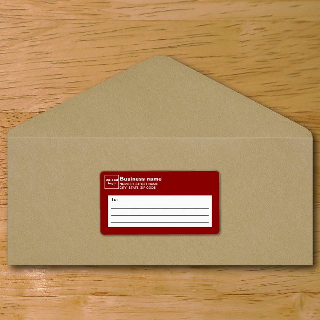 Etiqueta de Envío de Negocios Roja (Red business shipping label on envelope)