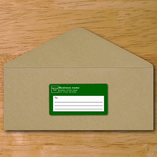 Etiqueta de Envío de Negocios Verdes (Green business shipping label on envelope)