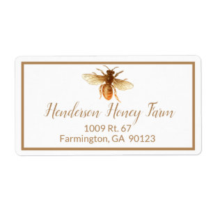 Etiqueta de envío de oro de la abeja de la miel