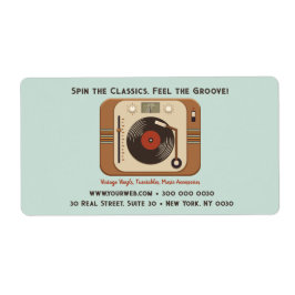 Etiqueta de envío de tienda de música de vinilo de