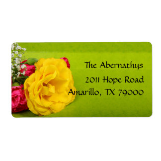 Etiqueta de envío floral de rosa amarillo