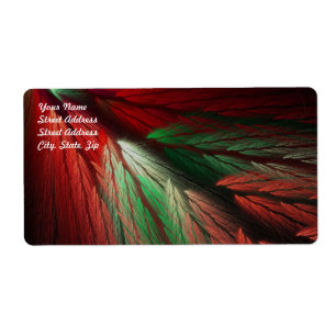 Etiqueta de envío fractal de resumen rojo y verde