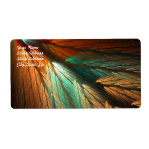 Etiqueta de envío fractal de resumen verde y naran