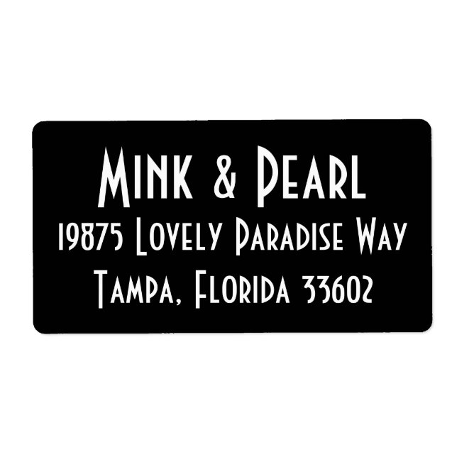 Etiqueta de envío simple: blanco y negro (Frente)