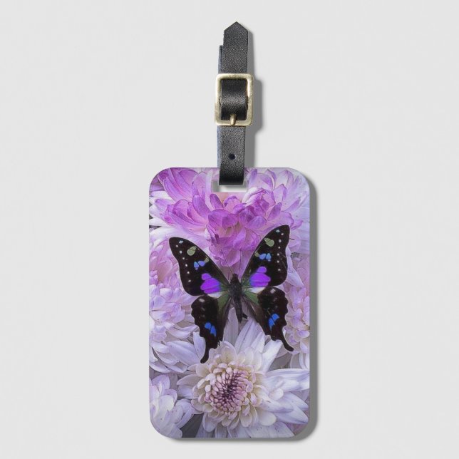 Etiqueta de equipaje acrílico de mariposa (Anverso vertical)
