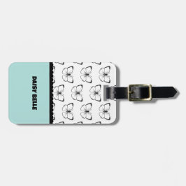 Etiqueta de equipaje azul de mariposa