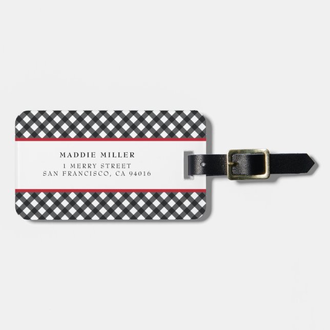 Etiqueta de equipaje azul rojo negro negro rojo cl (Frente Horizontal)