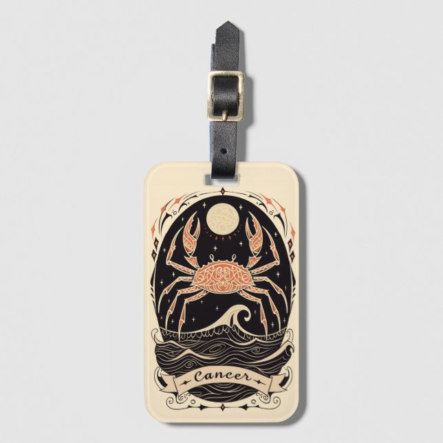 Etiqueta de equipaje Cáncer Arte celestial zodiaco (Anverso vertical)