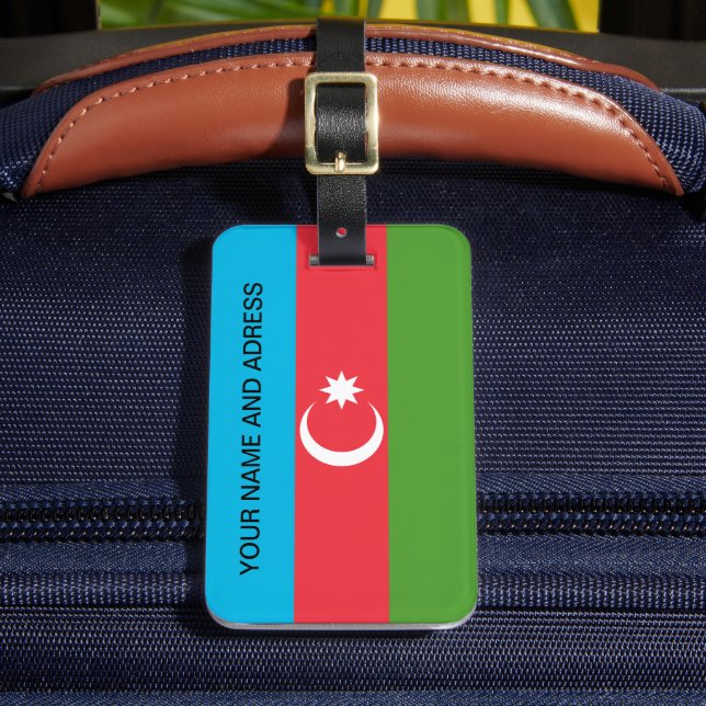 Etiqueta de equipaje con bandera de Azerbaiyán (Anverso In situ 2)