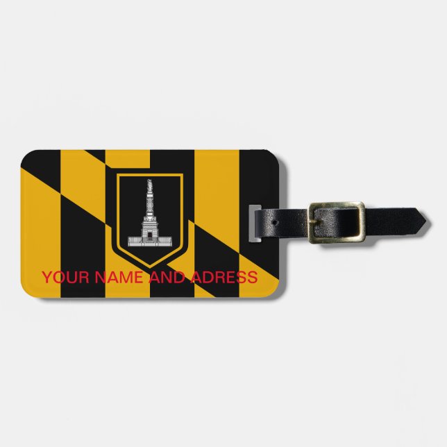 Etiqueta de equipaje con bandera de Baltimore City (Frente Horizontal)