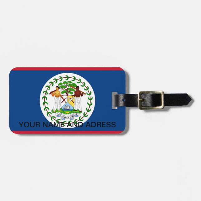 Etiqueta de equipaje con bandera de Belice (Frente Horizontal)