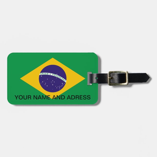 Etiqueta de equipaje con bandera de Brasil (Frente Horizontal)