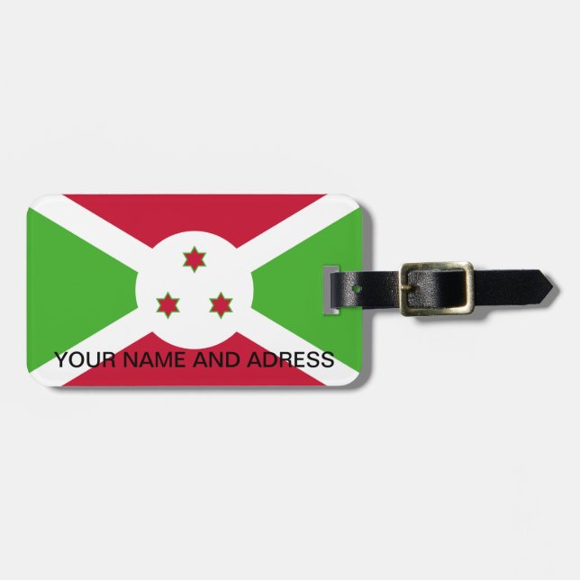 Etiqueta de equipaje con bandera de Burundi (Frente Horizontal)