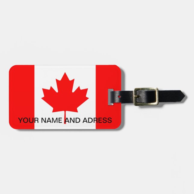 Etiqueta de equipaje con bandera de Canadá (Frente Horizontal)