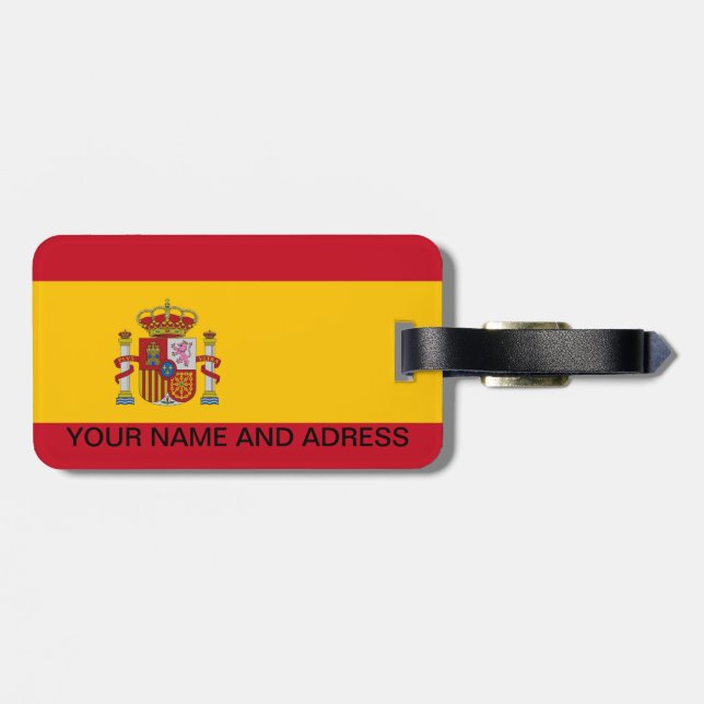 Etiqueta de equipaje con bandera de España (Atrás Horizontal)