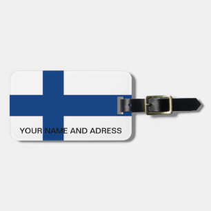 Etiqueta de equipaje con bandera de Finlandia