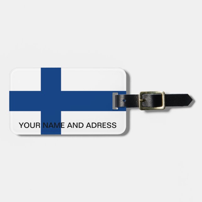 Etiqueta de equipaje con bandera de Finlandia (Frente Horizontal)