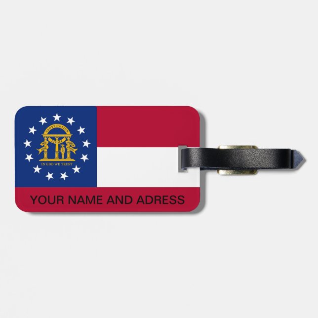 Etiqueta de equipaje con bandera de Georgia, Estad (Atrás Horizontal)