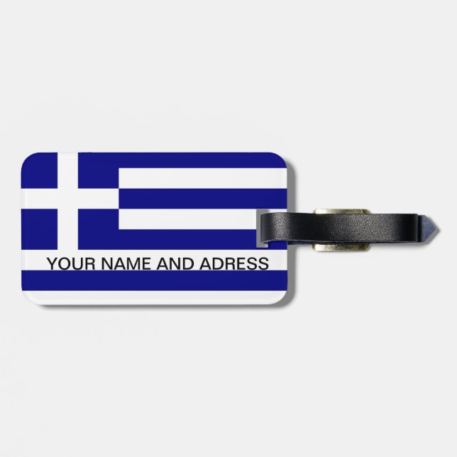 Etiqueta de equipaje con bandera de Grecia (Atrás Horizontal)