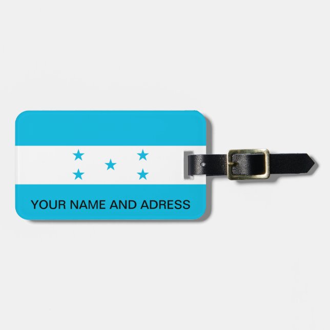 Etiqueta de equipaje con bandera de Honduras (Frente Horizontal)