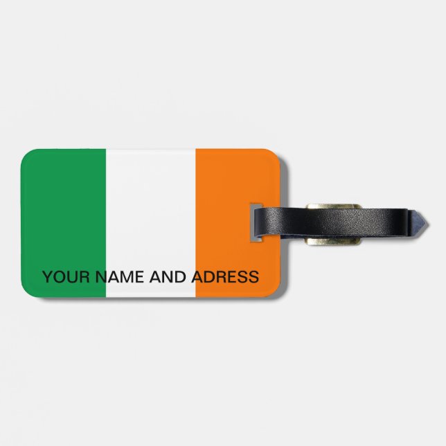Etiqueta de equipaje con bandera de Irlanda (Atrás Horizontal)