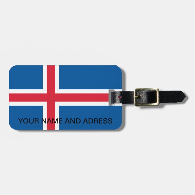 Etiqueta de equipaje con bandera de Islandia (Frente Horizontal)