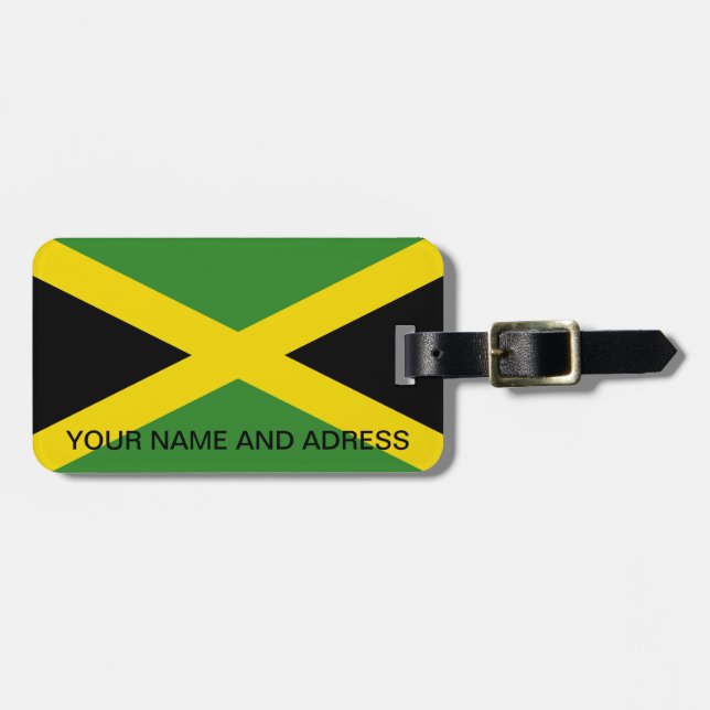 Etiqueta de equipaje con bandera de Jamaica (Frente Horizontal)