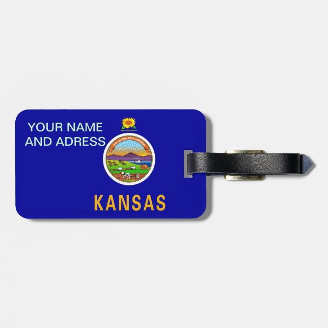 Etiqueta de equipaje con bandera de Kansas, Estado (Atrás Horizontal)