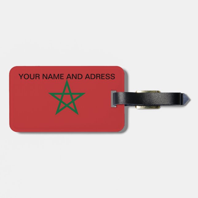 Etiqueta de equipaje con bandera de Marruecos (Atrás Horizontal)