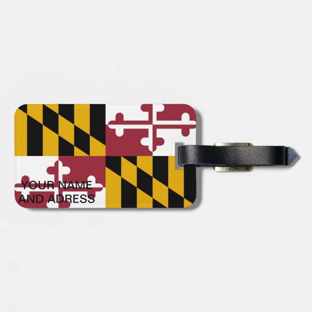 Etiqueta de equipaje con bandera de Maryland, Esta (Atrás Horizontal)