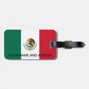 Etiqueta de equipaje con bandera de México