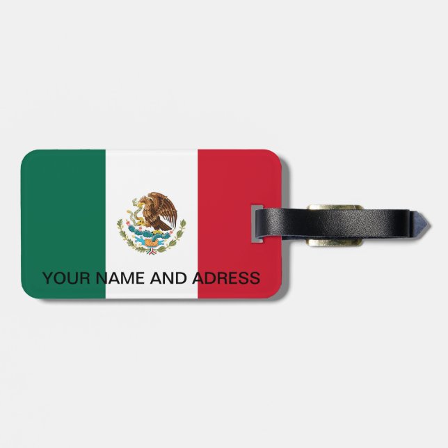 Etiqueta de equipaje con bandera de México (Atrás Horizontal)