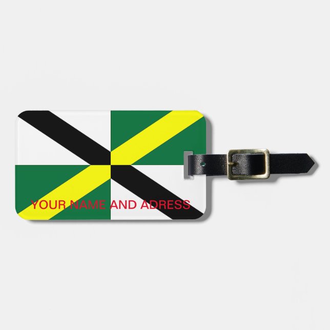 Etiqueta de equipaje con bandera de Monterey City, (Frente Horizontal)