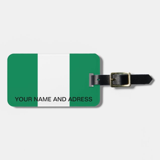 Etiqueta de equipaje con bandera de Nigeria (Frente Horizontal)