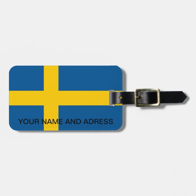 Etiqueta de equipaje con bandera de Suecia (Frente Horizontal)