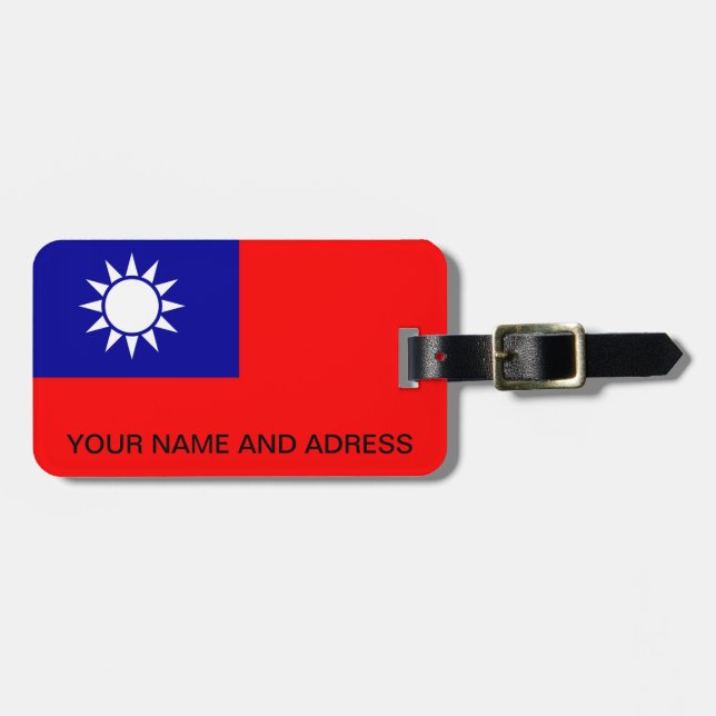 Etiqueta de equipaje con bandera de Taiwán (Frente Horizontal)