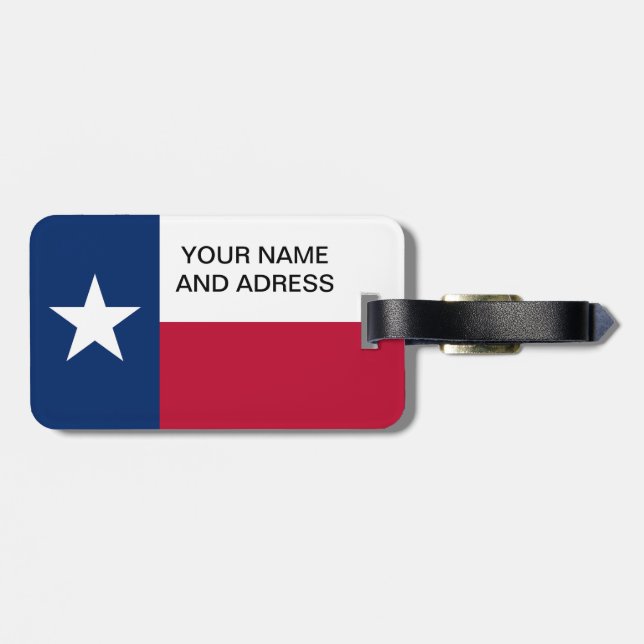 Etiqueta de equipaje con bandera de Texas, Estados (Atrás Horizontal)