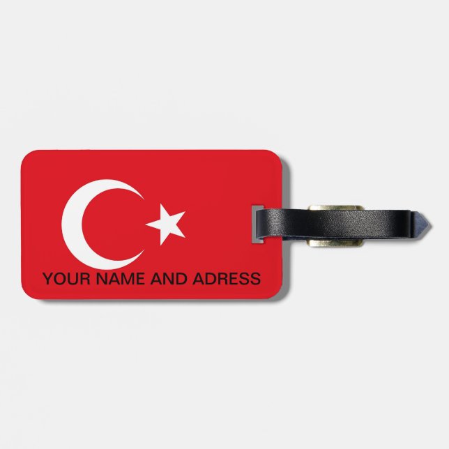 Etiqueta de equipaje con bandera de Turquía (Atrás Horizontal)
