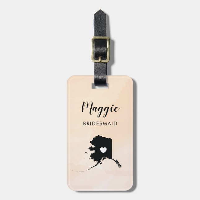 Etiqueta de equipaje con mapa de Alaska para la bi (Frente Vertical)