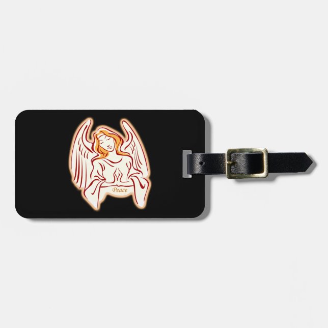 Etiqueta de equipaje de Angel de Paz de personaliz (Frente Horizontal)