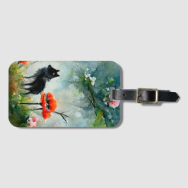 Etiqueta de equipaje de animales salvajes con flor