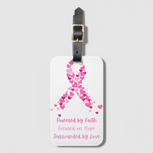 Etiqueta de equipaje de apoyo para el cáncer de ma (Anverso vertical)