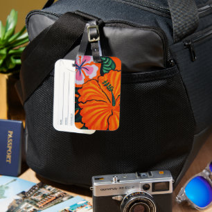 Etiqueta de equipaje de arte tropical