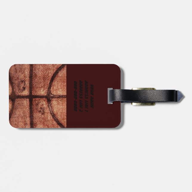 etiqueta de equipaje de baloncesto con problemas (Atrás Horizontal)