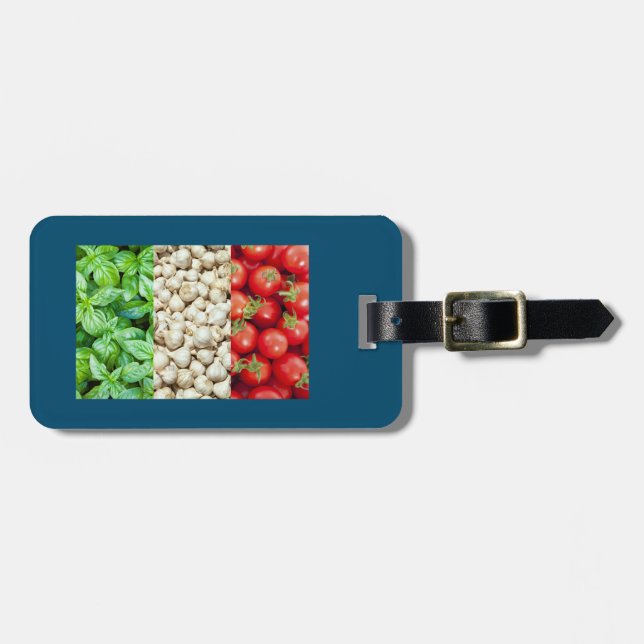 Etiqueta de equipaje de bandera alimentaria italia (Frente Horizontal)