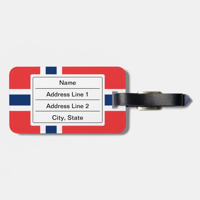Etiqueta de equipaje de bandera noruega (Atrás Horizontal)